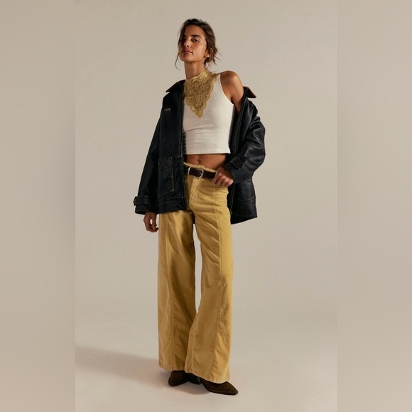 We The Free Denim - NWT We The Free People Libre Wide Leg Cord Jeans Sand Tan Beige Size 30